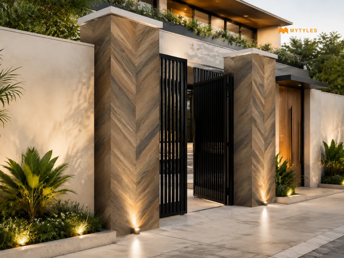 Long Format Wooden Tile In Pillar
